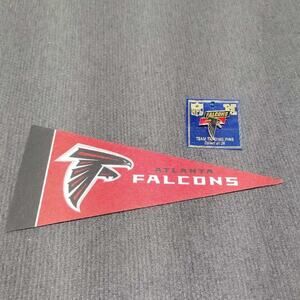 Atlanta Falcons Pennant Flag & NFL Team Trading Pin Collectible Memorabilia